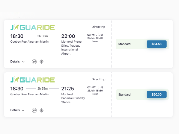 Quebec City to Montreal Bus Time Schedule