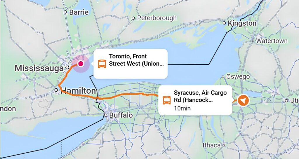 Syracuse to Toronto Route Map