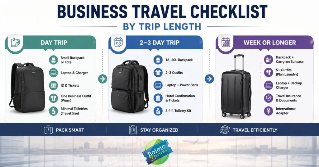 Business Travel Checklist by Trip Length