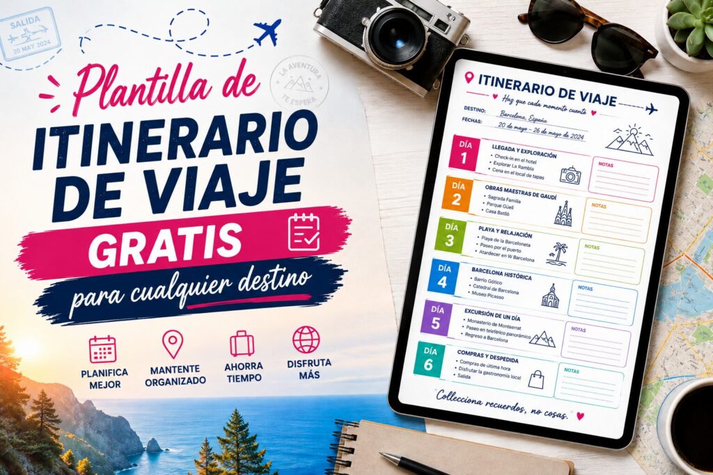 Plantilla de itinerario de viaje gratis para cualquier destino