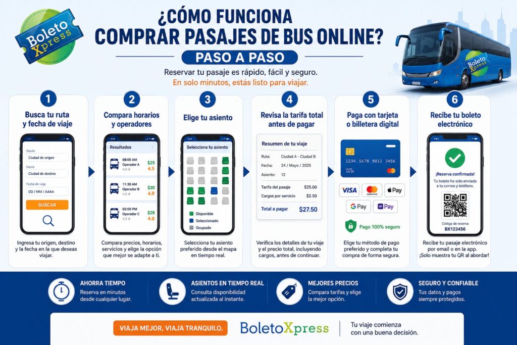¿Cómo funciona comprar pasajes de bus online paso a paso