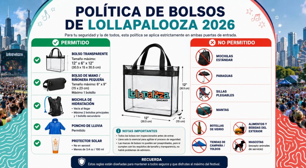 ¿Cuál es la política de bolsos del Lollapalooza