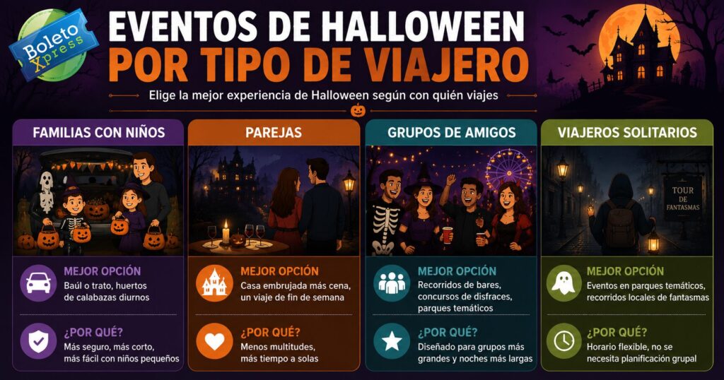 Eventos de Halloween por tipo de viajero