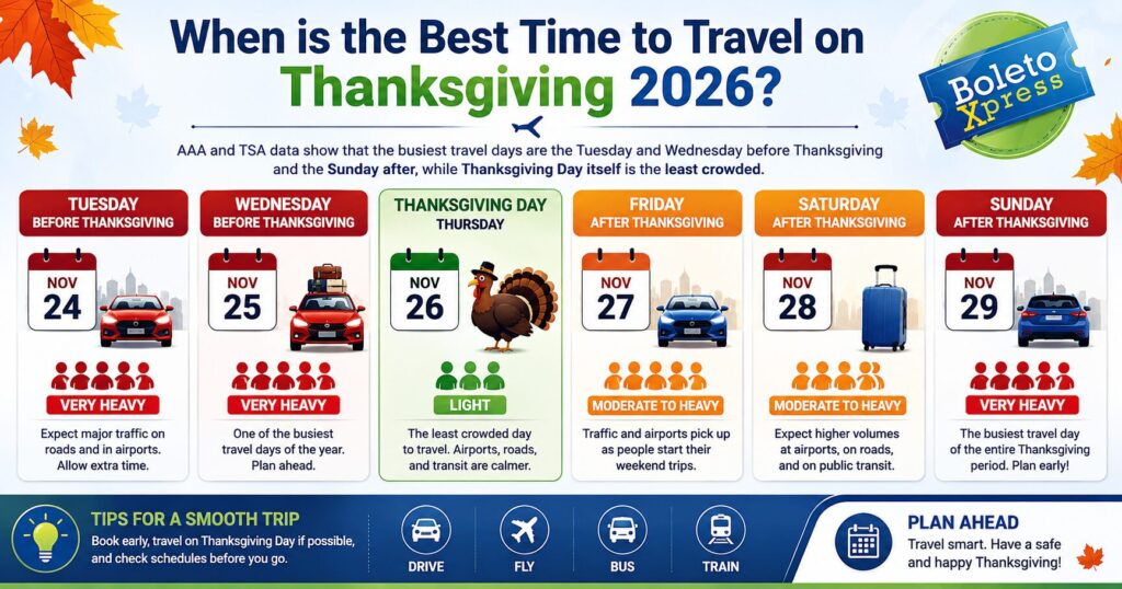 When is the best time to travel on Thanksgiving 2026