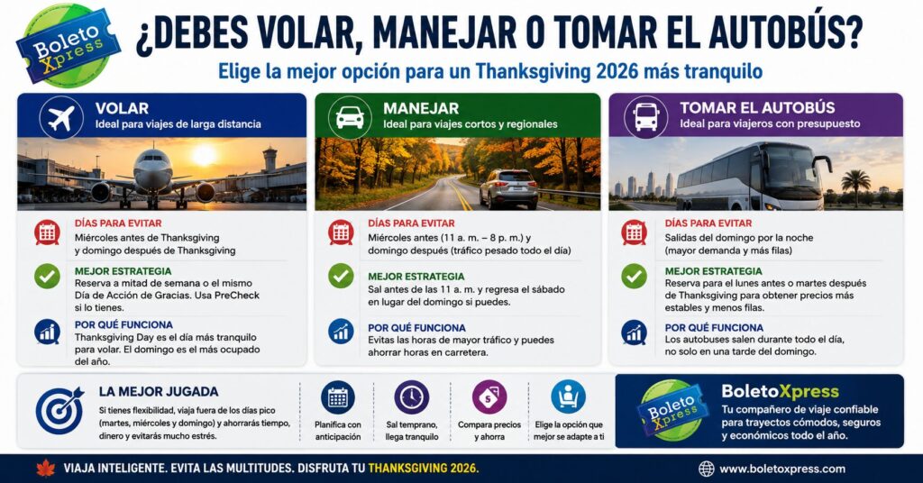 ¿Deberías volar, conducir o viajar en autobús