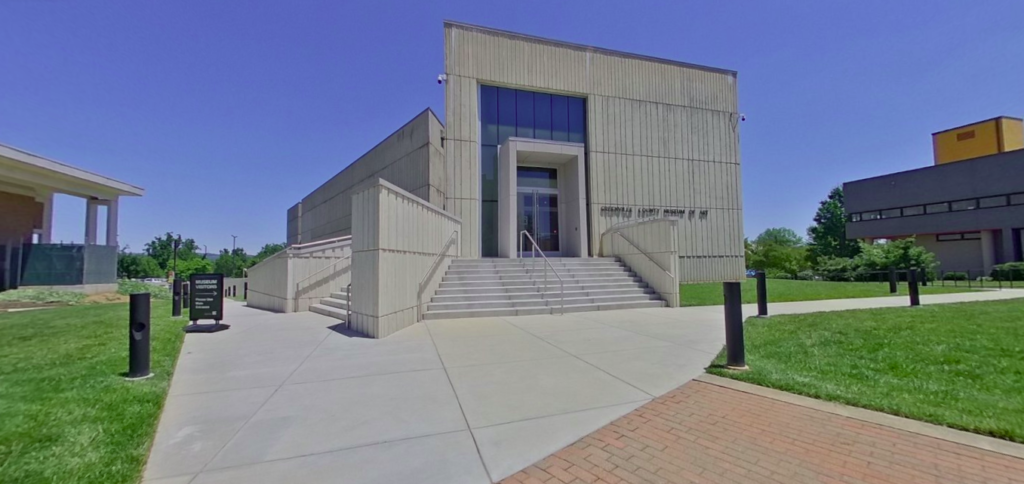 The modern concrete exterior and main entrance of the Greenville County Museum of Art, a top destination when researching things to do greenville sc.