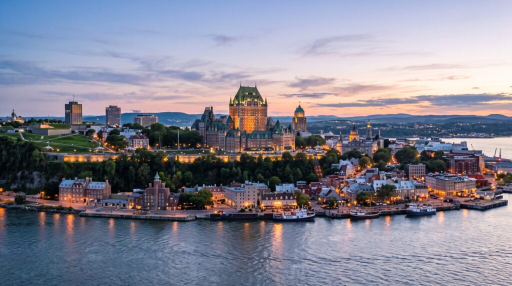 View of the Fairmont Le Château Frontenac skyline, discovering the best things to do in quebec city.