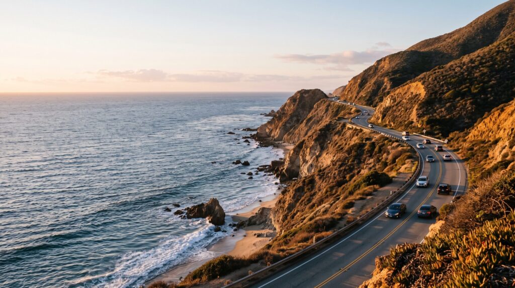 A beautiful scenic coastal drive showcasing the best day trips from Los Angeles.
