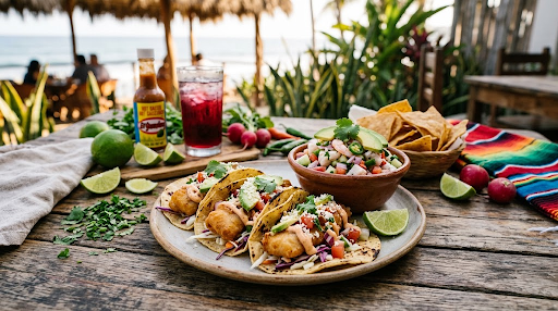 Eating authentic Mexican street food like fish tacos and ceviche, showcasing Puerto Vallarta best things to do for foodies.