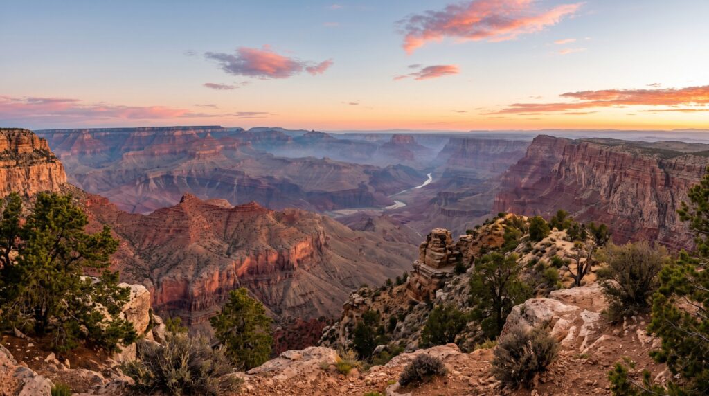 Sunrise over Grand Canyon South Rim, the best time to visit Arizona is April or October