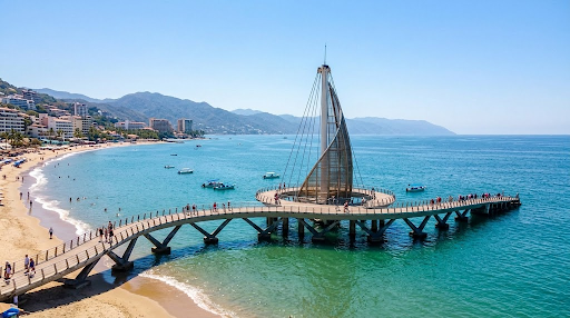 Relaxing near the sail-shaped Los Muertos Pier is one of the most popular things to do in Puerto Vallarta Mexico.